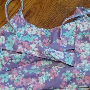 Born Primitive Floral Criss-Cross Bra - Purple and Mint